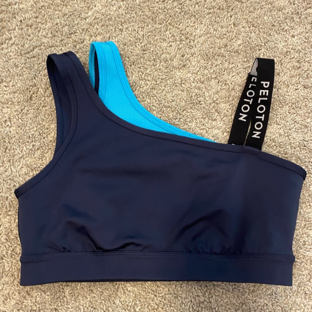 EUC Peloton blue sports bra with removable strap size medium
